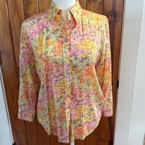 Women’s Ralph Lauren Floral Cotton Shirt - Yellow and Pink